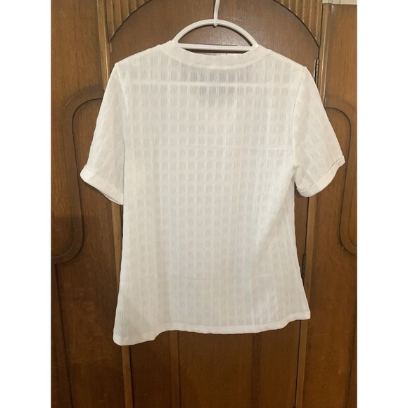 Zenzea Nwt Women’s White Blouse With A Square Pattern Short Sleeve. Size M. B36 - Picture 2 of 6